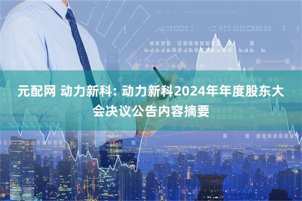 元配网 动力新科: 动力新科2024年年度股东大会决议公告内容摘要